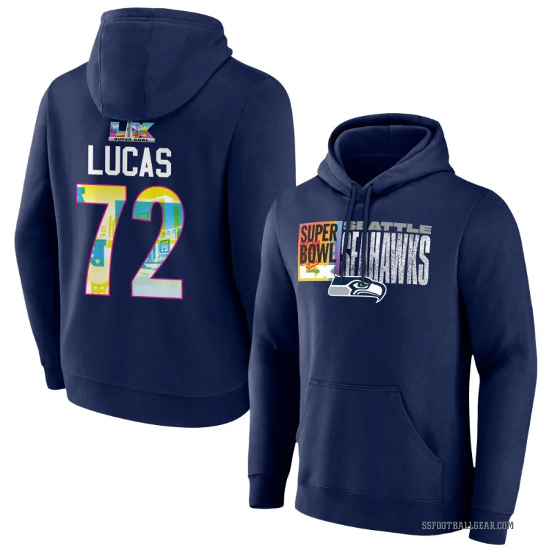 Abraham Lucas Men's Navy Seattle Seahawks Super Bowl LX Hoodie
