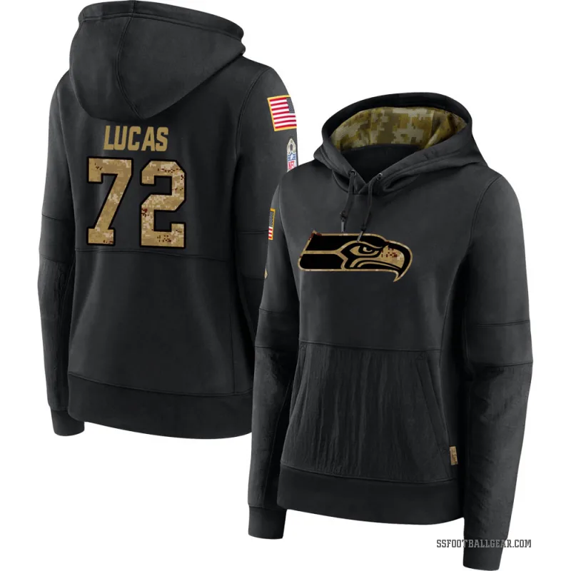 Abraham Lucas Women's Black Seattle Seahawks 2020 Salute to Service Sideline Performance Pullover Hoodie