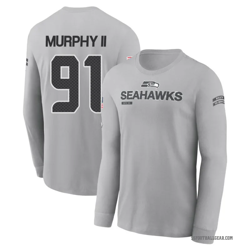 Byron Murphy II Men's Gray Seattle Seahawks 2024 Salute to Service Long Sleeve T-Shirt
