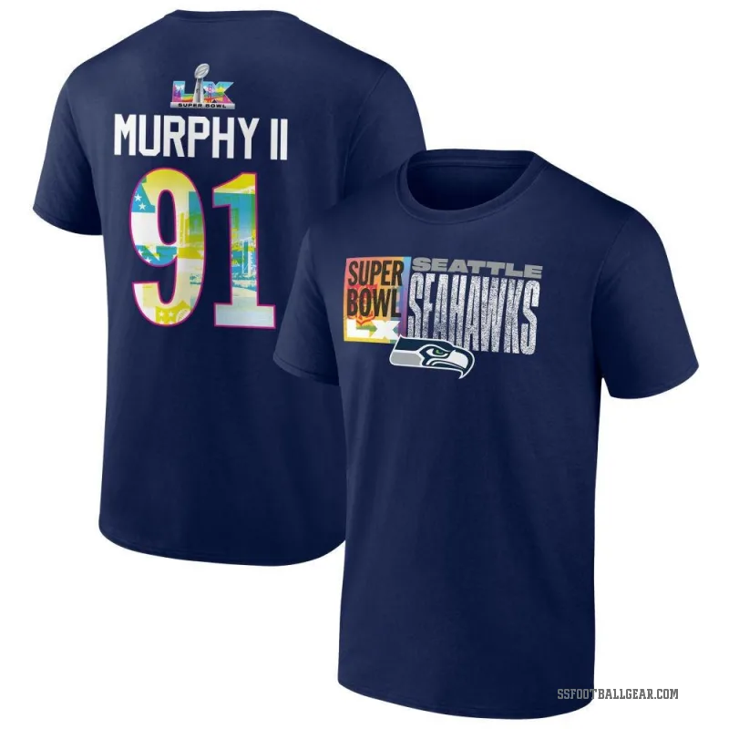 Byron Murphy II Men's Navy Seattle Seahawks Super Bowl LX T-Shirt