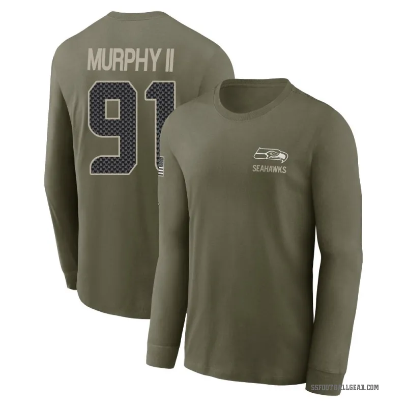 Byron Murphy II Men's Olive Seattle Seahawks 2025 Salute to Service Sideline Long Sleeve T-Shirt
