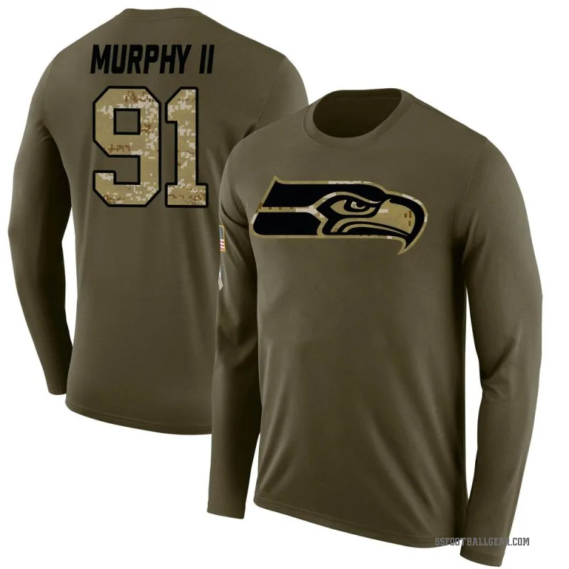Byron Murphy II Youth Olive Seattle Seahawks Salute to Service Sideline Long Sleeve T-Shirt