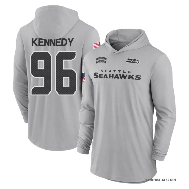 Cortez Kennedy Men's Gray Seattle Seahawks 2024 Salute to Service Lightweight Performance Long Sleeve Hooded T-Shirt