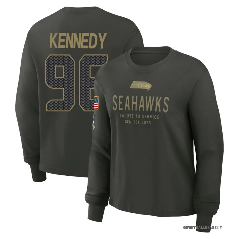 Cortez Kennedy Women's Green Seattle Seahawks Dark/ 2025 Salute to Service Sideline Long Sleeve T-Shirt