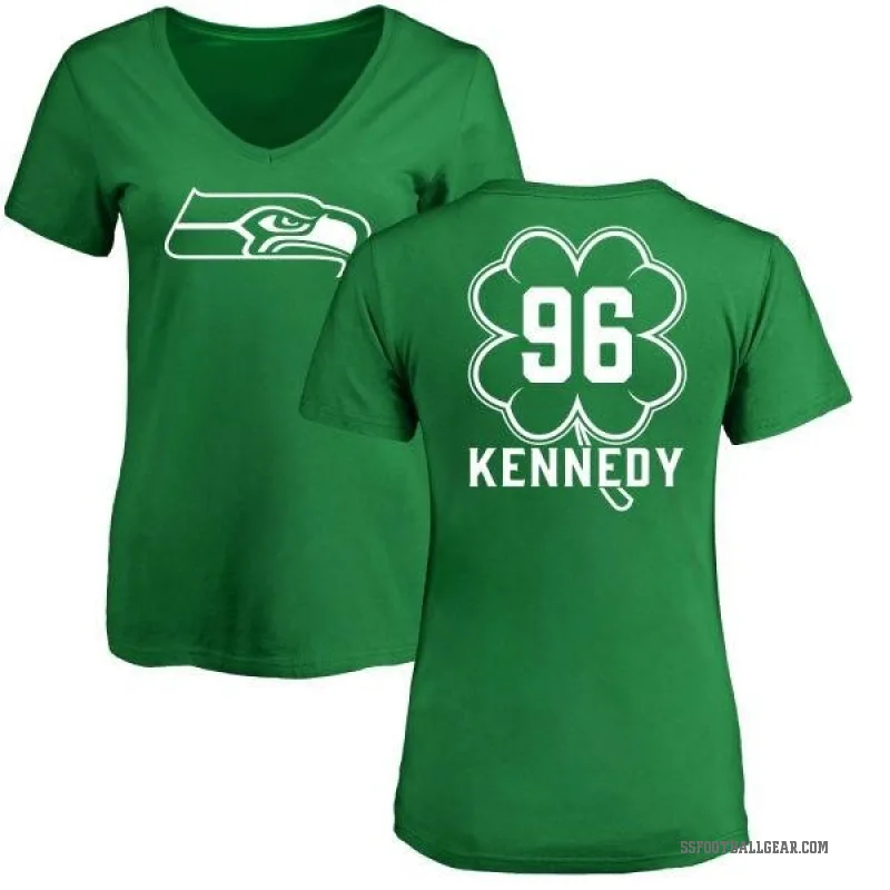 Cortez Kennedy Women's Green Seattle Seahawks St. Patrick's Day V-Neck T-Shirt