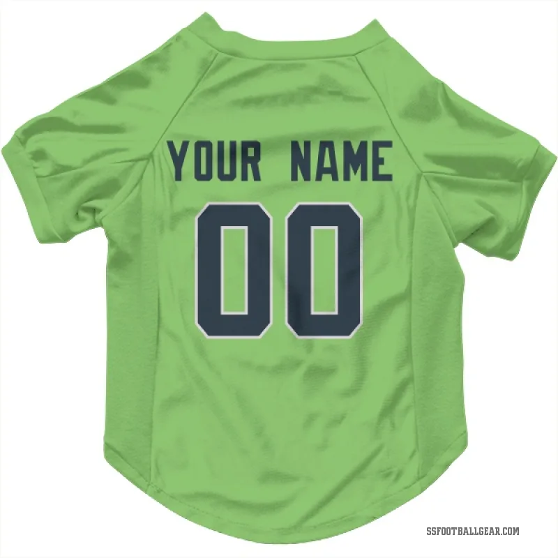 Custom  Green Seattle Seahawks  Neon  Cat & Dog Pet Jersey