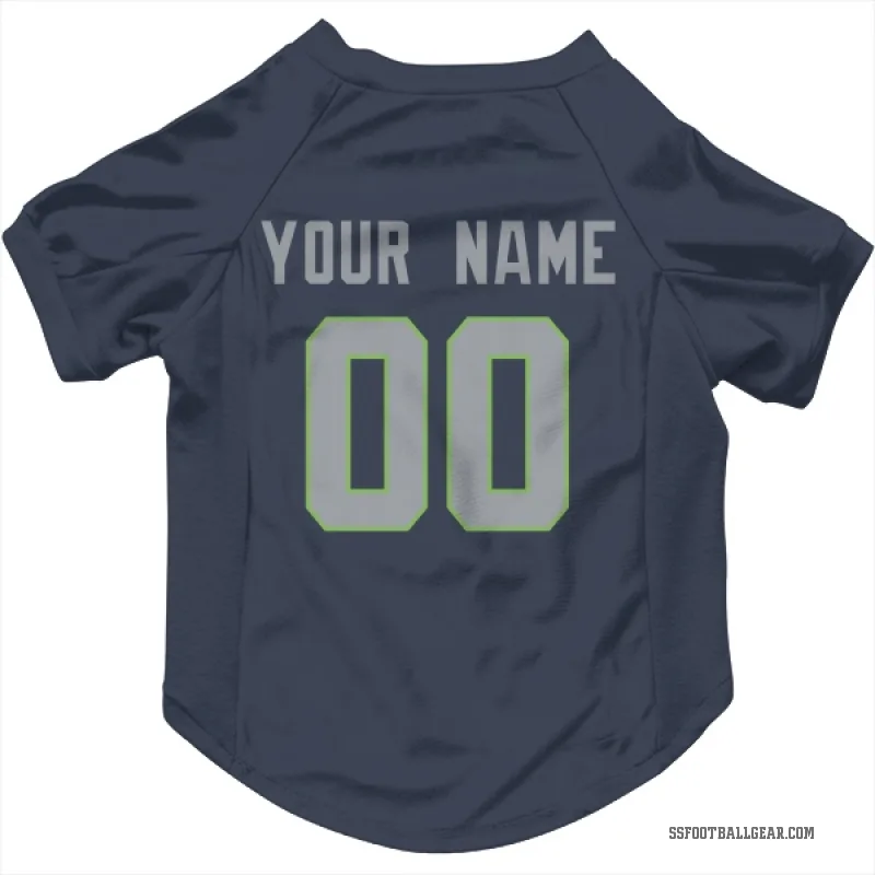 Custom  Navy Seattle Seahawks   Cat & Dog Pet Jersey