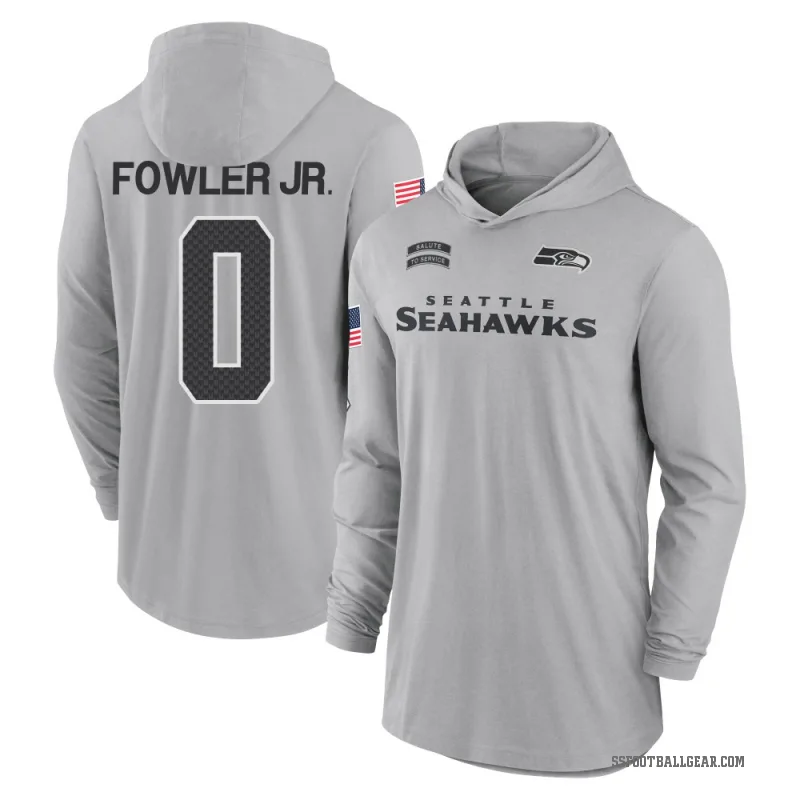Dante Fowler Jr. Men's Gray Seattle Seahawks 2024 Salute to Service Lightweight Performance Long Sleeve Hooded T-Shirt