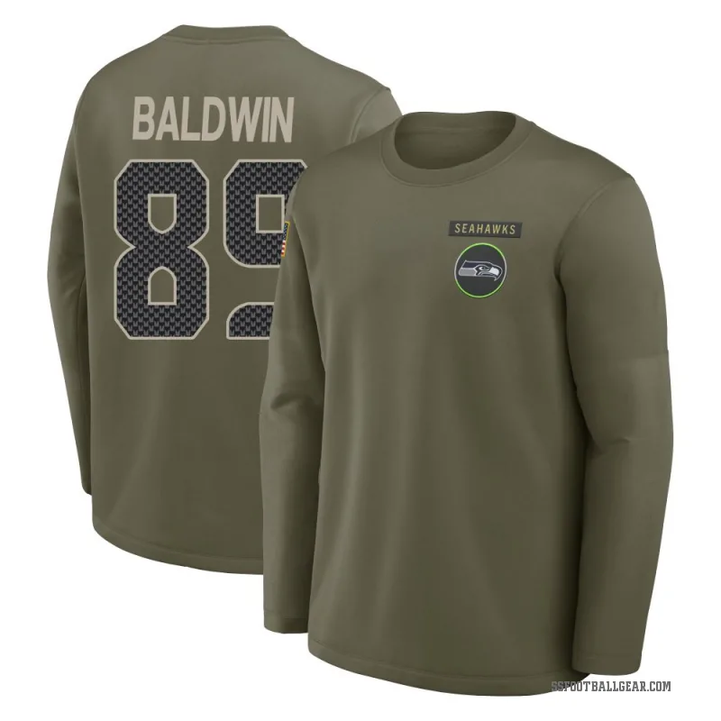 Doug Baldwin Youth Olive Seattle Seahawks 2025 Salute to Service Sideline Coaches Long Sleeve T-Shirt