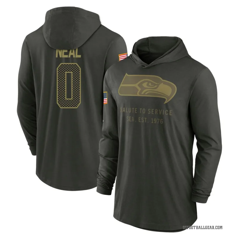 Julian Neal Men's Green Seattle Seahawks Forest/ 2025 Salute to Service Sideline Lightweight Hooded Pullover Long Sleeve T-Shirt