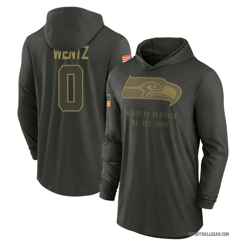 Levi Wentz Men's Green Seattle Seahawks Forest/ 2025 Salute to Service Sideline Lightweight Hooded Pullover Long Sleeve T-Shirt