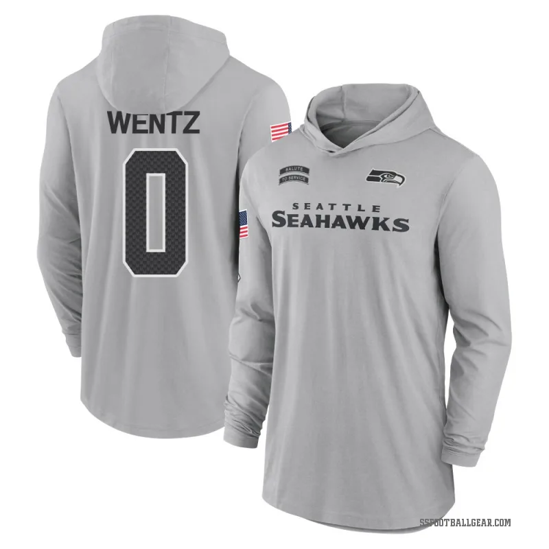 Levi Wentz Youth Gray Seattle Seahawks 2024 Salute to Service Lightweight Performance Long Sleeve Hooded T-Shirt