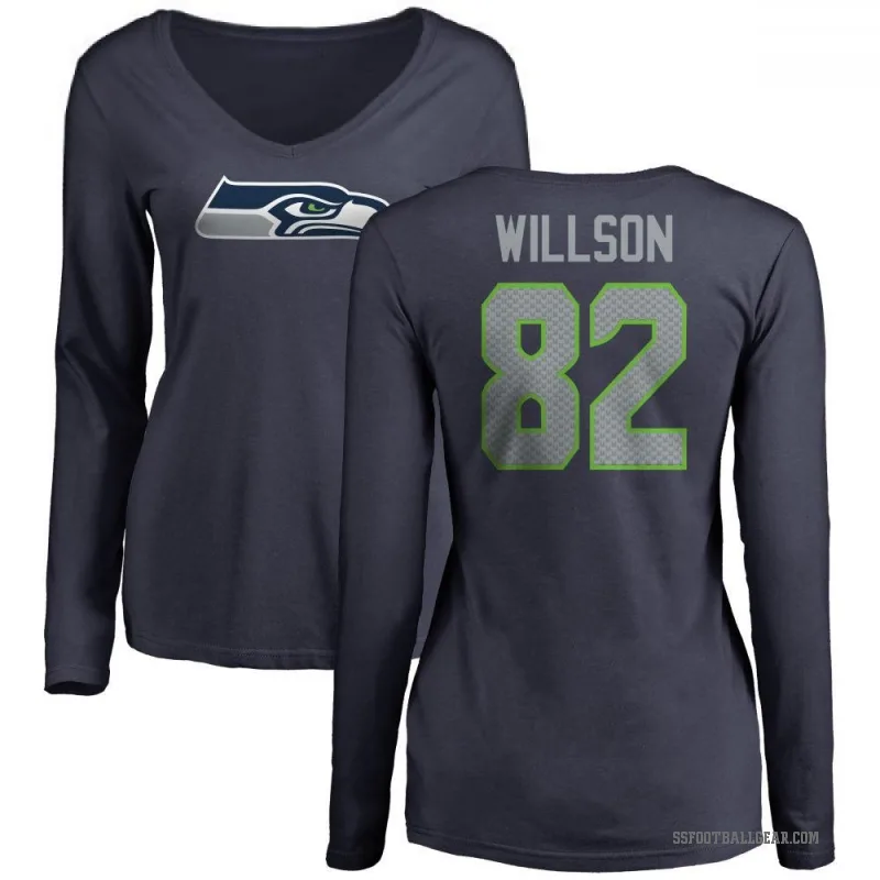 Luke Willson Women's Navy Seattle Seahawks Logo Slim Fit Long Sleeve T-Shirt -