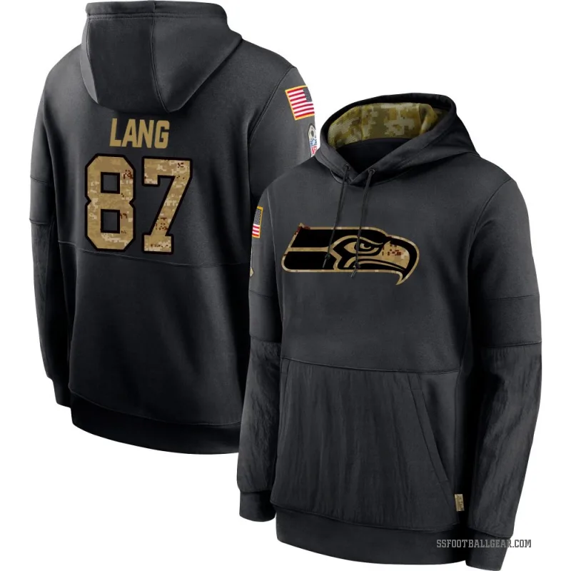 Marshall Lang Youth Black Seattle Seahawks 2020 Salute to Service Sideline Performance Pullover Hoodie