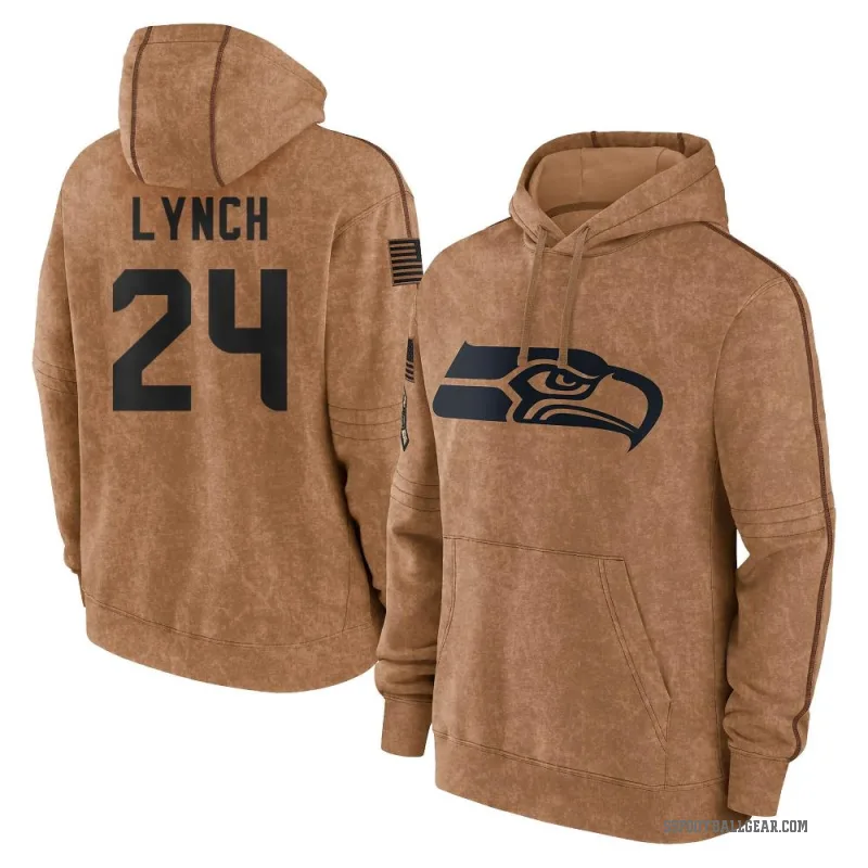 Marshawn Lynch Men's Brown Seattle Seahawks 2023 Salute To Service Club Pullover Hoodie