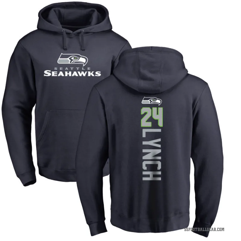 Marshawn Lynch Men's Navy Seattle Seahawks Pro Line Backer Pullover Hoodie