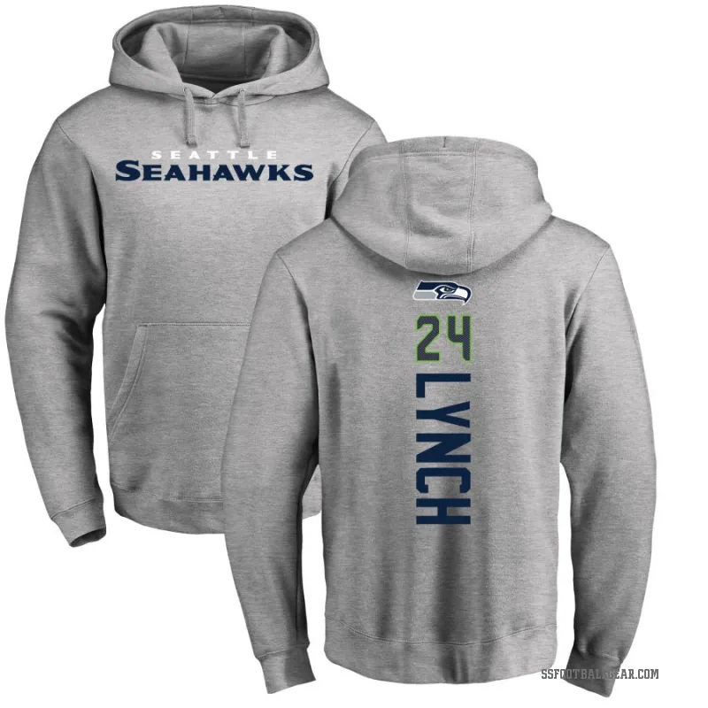 Marshawn Lynch Men's Seattle Seahawks Pro Line Ash Backer Pullover Hoodie