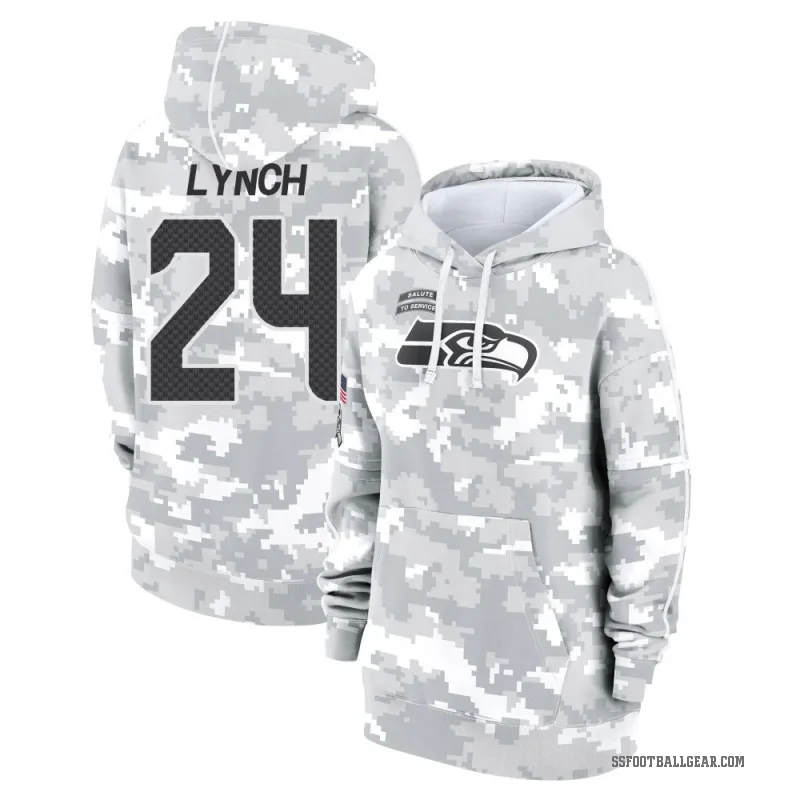 Marshawn Lynch Women's Camo Seattle Seahawks Arctic 2024 Salute to Service Club Fleece Pullover Hoodie