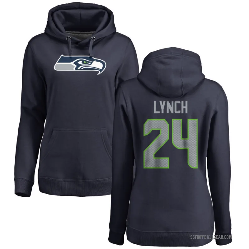 Marshawn Lynch Women's Navy Seattle Seahawks Pro Line Logo Pullover Hoodie