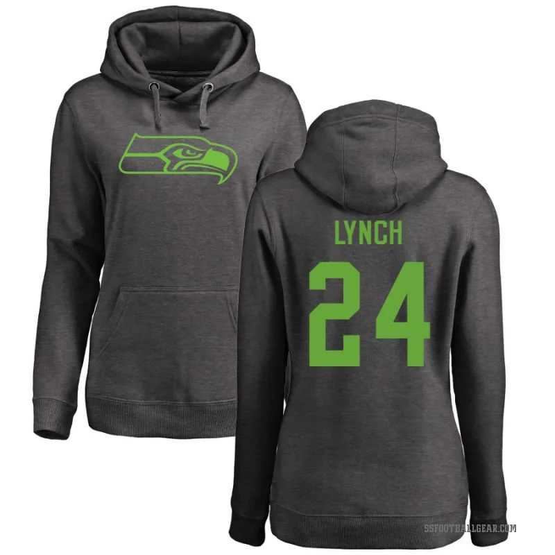 Marshawn Lynch Women's Seattle Seahawks Pro Line by Branded Ash One Color Pullover Hoodie