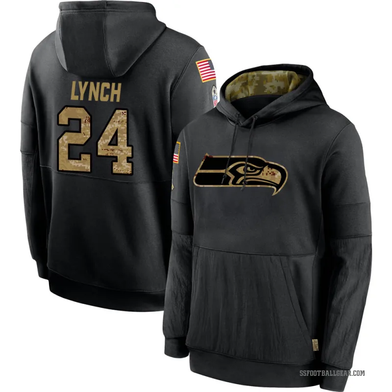 Marshawn Lynch Youth Black Seattle Seahawks 2020 Salute to Service Sideline Performance Pullover Hoodie
