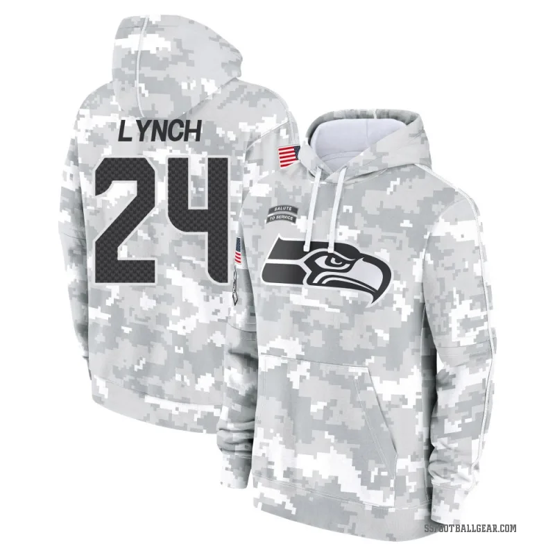 Marshawn Lynch Youth Camo Seattle Seahawks Arctic 2024 Salute to Service Club Fleece Pullover Hoodie