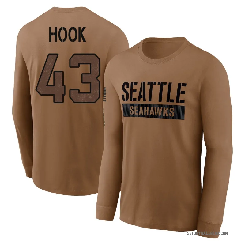 Maxen Hook Men's Brown Seattle Seahawks 2023 Salute To Service Long Sleeve T-Shirt