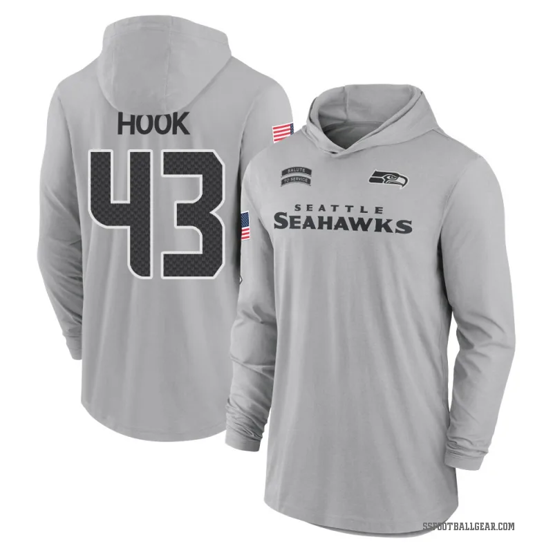 Maxen Hook Men's Gray Seattle Seahawks 2024 Salute to Service Lightweight Performance Long Sleeve Hooded T-Shirt