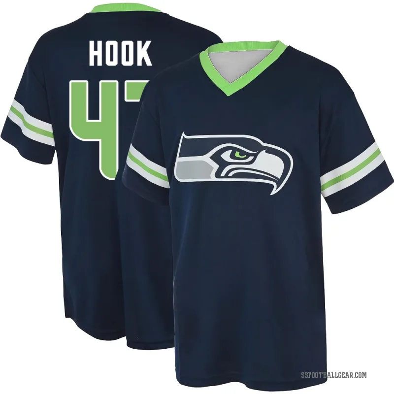Maxen Hook Youth Navy Seattle Seahawks Game Day V-Neck T-Shirt