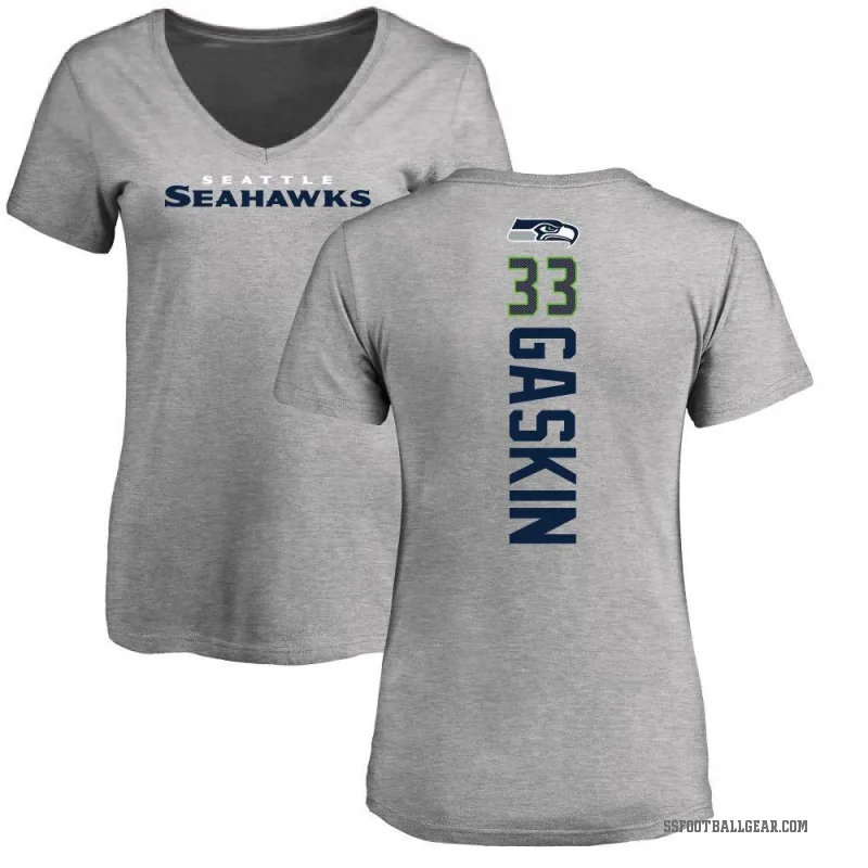Myles Gaskin Women's Ash Seattle Seahawks Backer V-Neck T-Shirt -