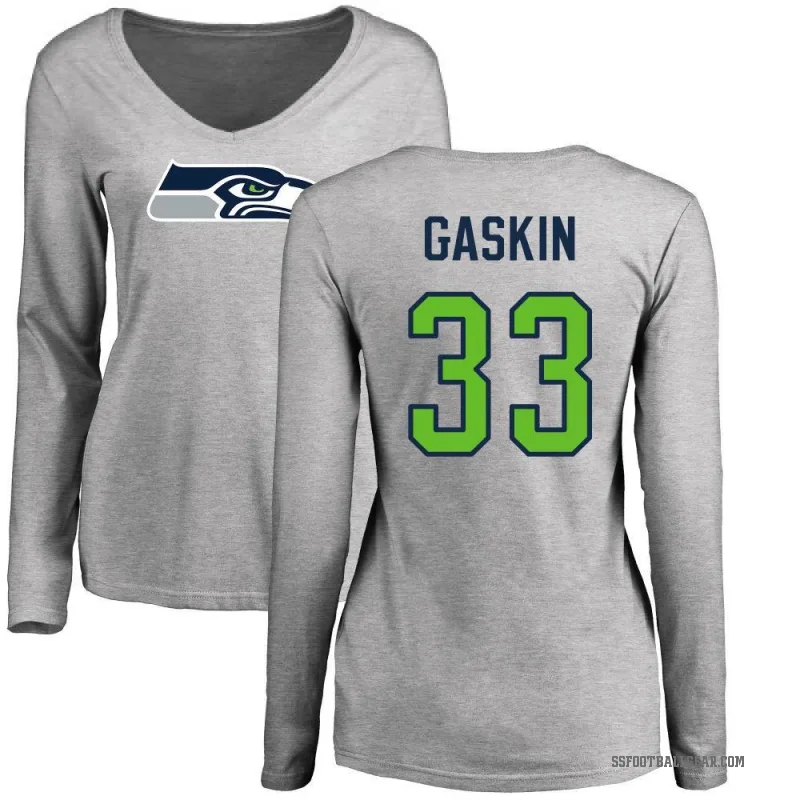 Myles Gaskin Women's Ash Seattle Seahawks Logo Slim Fit Long Sleeve T-Shirt -
