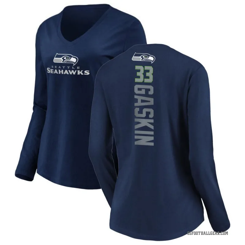 Myles Gaskin Women's Navy Seattle Seahawks Backer Slim Fit Long Sleeve T-Shirt -