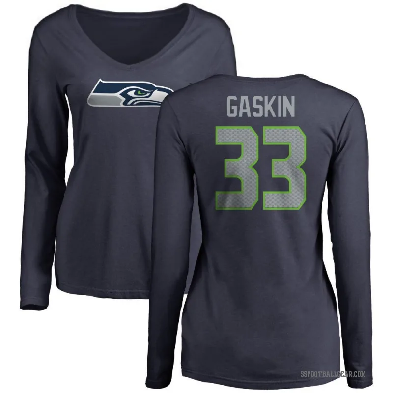 Myles Gaskin Women's Navy Seattle Seahawks Logo Slim Fit Long Sleeve T-Shirt -