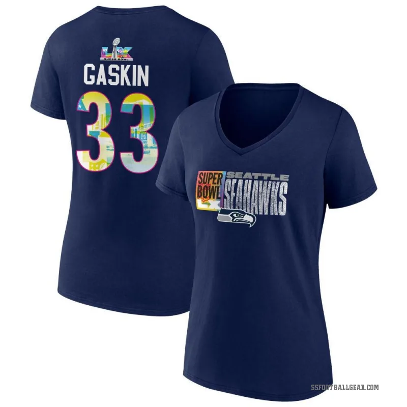 Myles Gaskin Women's Navy Seattle Seahawks Super Bowl LX V-Neck T-Shirt