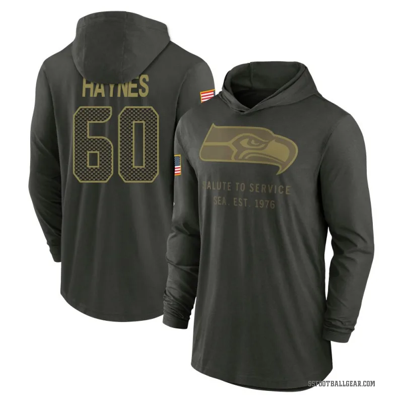 Phil Haynes Youth Green Seattle Seahawks Forest/ 2025 Salute to Service Sideline Lightweight Hooded Pullover Long Sleeve T-Shirt