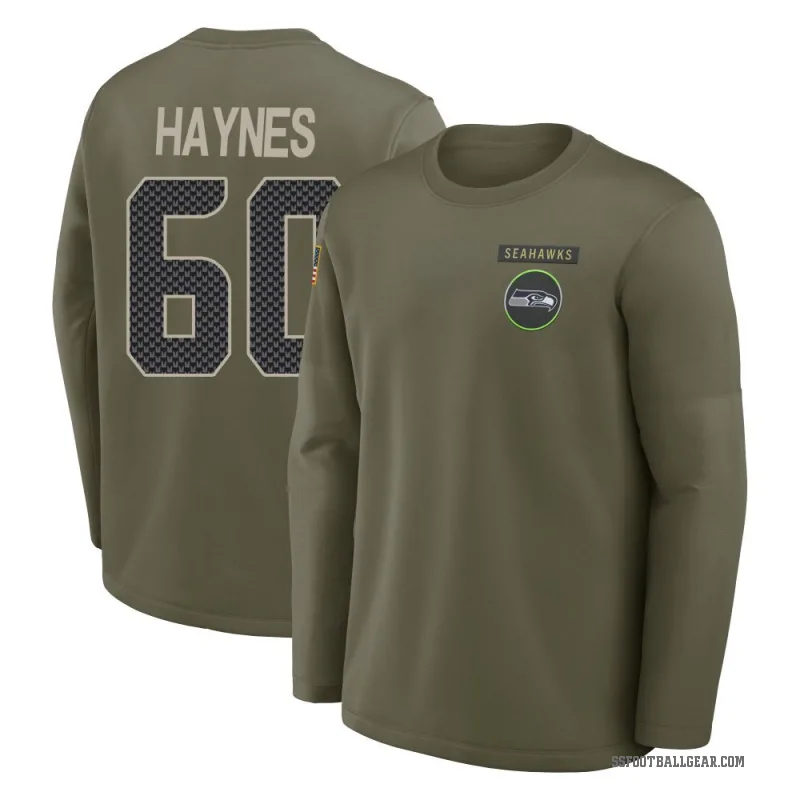 Phil Haynes Youth Olive Seattle Seahawks 2025 Salute to Service Sideline Coaches Long Sleeve T-Shirt