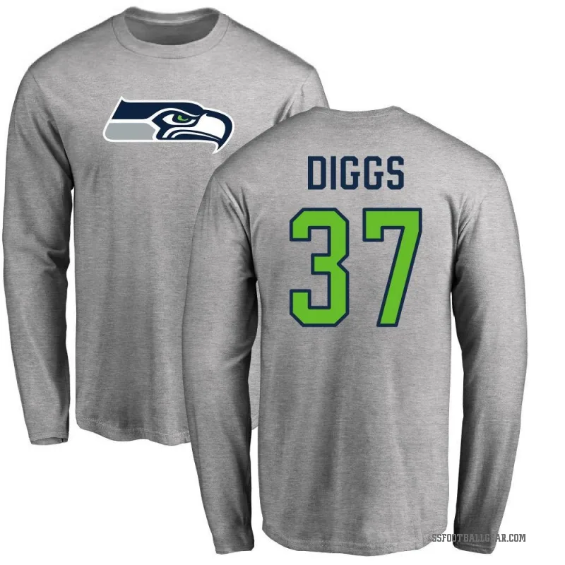 Quandre Diggs Men's Ash Seattle Seahawks Logo Long Sleeve T-Shirt -