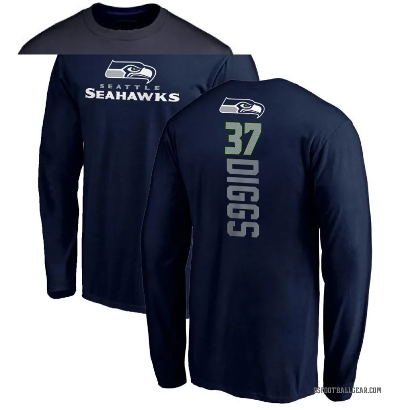 Quandre Diggs Men's Navy Seattle Seahawks Backer Long Sleeve T-Shirt -