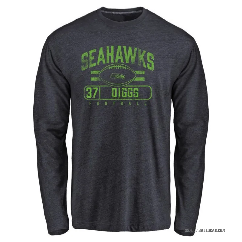 Quandre Diggs Men's Navy Seattle Seahawks Flanker Long Sleeve T-Shirt -