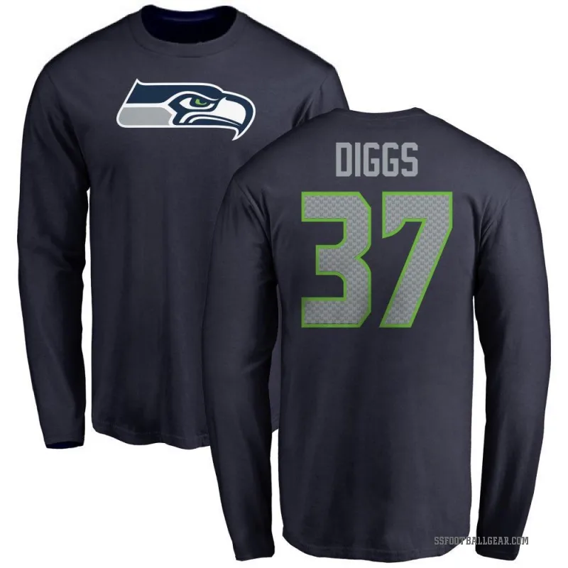 Quandre Diggs Men's Navy Seattle Seahawks Logo Long Sleeve T-Shirt -