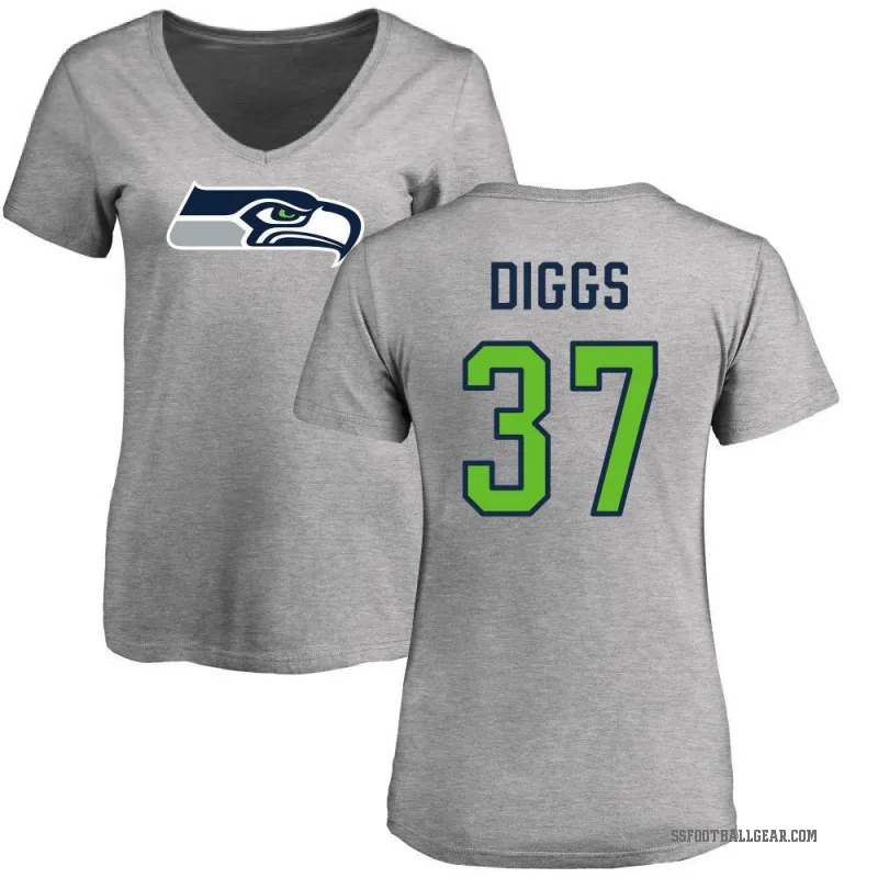 Quandre Diggs Women's Ash Seattle Seahawks Logo Slim Fit T-Shirt -