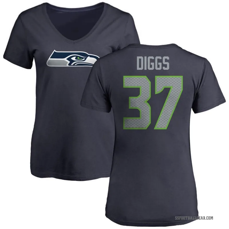 Quandre Diggs Women's Navy Seattle Seahawks Logo Slim Fit T-Shirt -