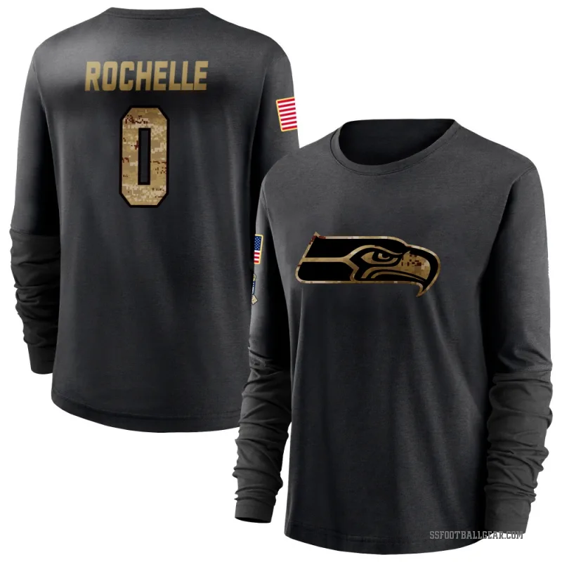 Rashad Rochelle Women's Black Seattle Seahawks 2020 Salute To Service Sideline Performance Long Sleeve T-Shirt
