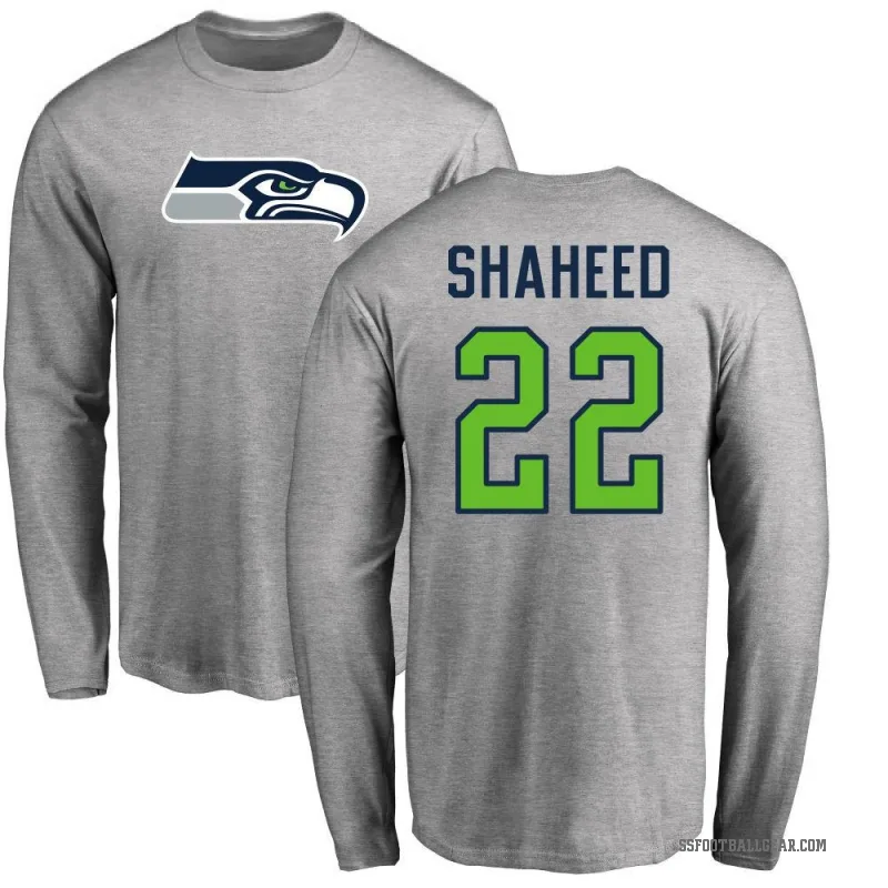 Rashid Shaheed Men's Ash Seattle Seahawks Logo Long Sleeve T-Shirt -