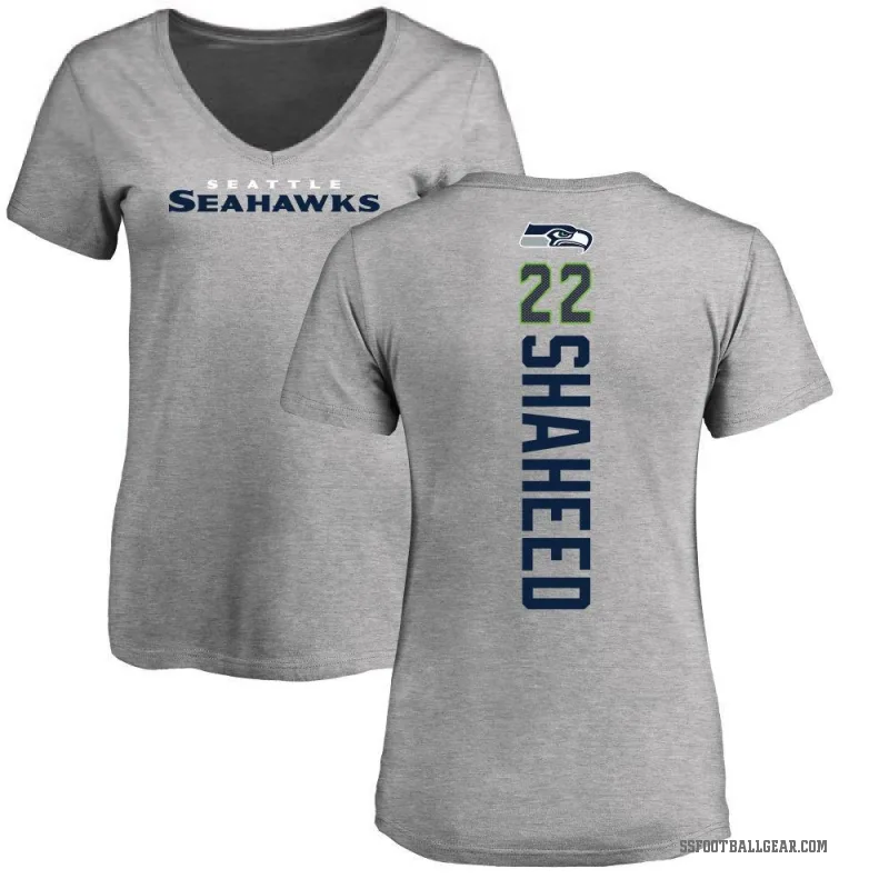Rashid Shaheed Women's Ash Seattle Seahawks Backer V-Neck T-Shirt -