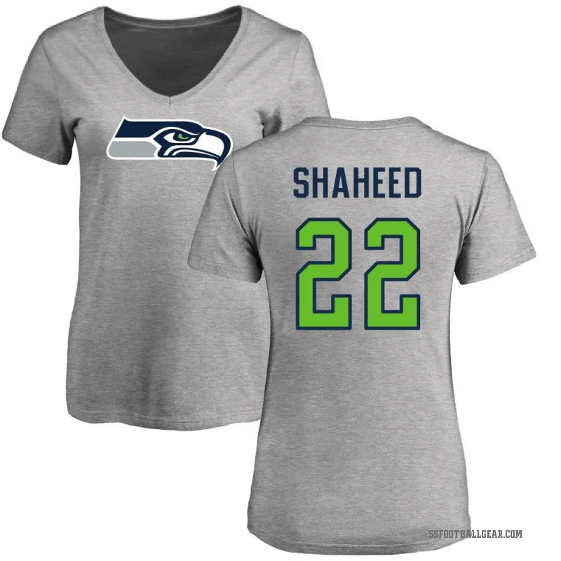 Rashid Shaheed Women's Ash Seattle Seahawks Logo Slim Fit T-Shirt -