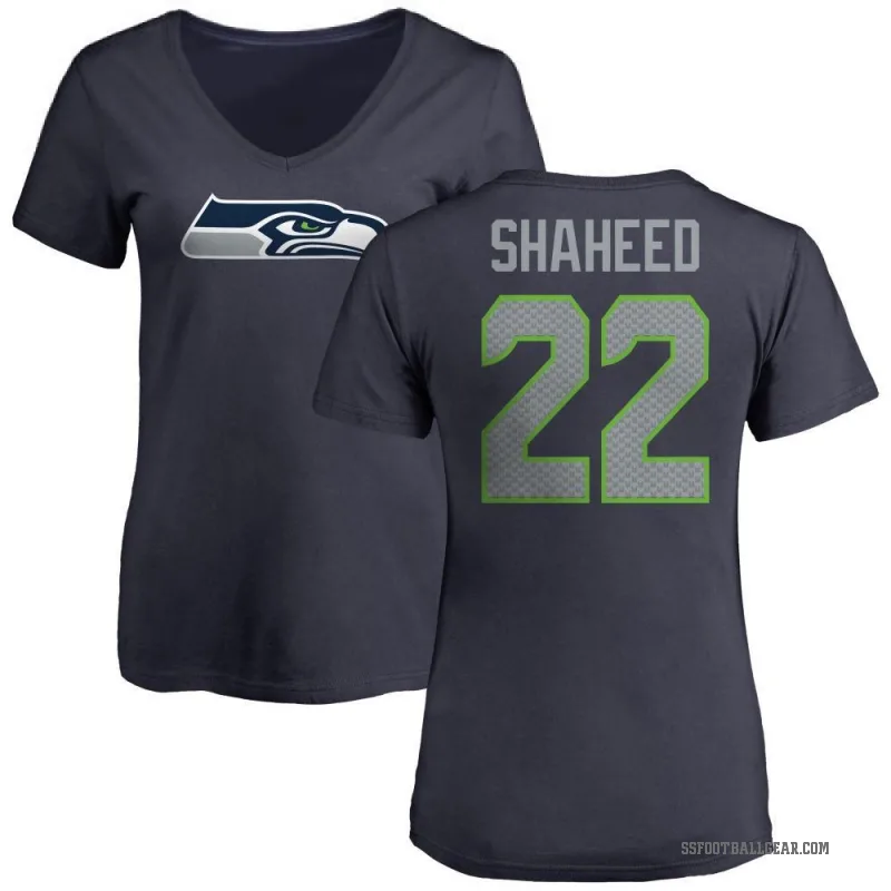 Rashid Shaheed Women's Navy Seattle Seahawks Logo Slim Fit T-Shirt -