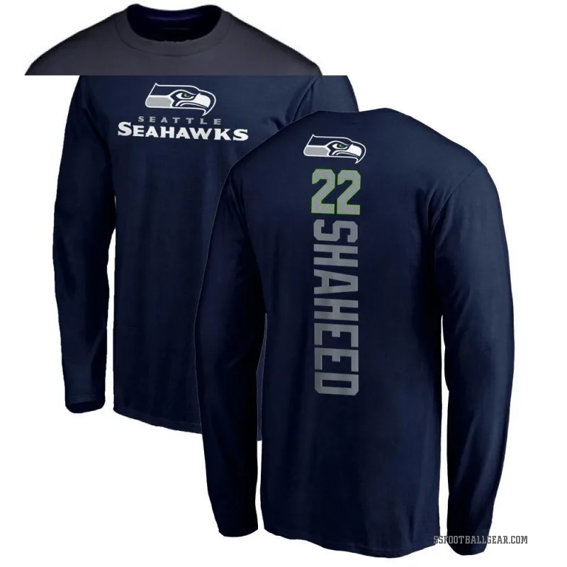 Rashid Shaheed Youth Navy Seattle Seahawks Backer Long Sleeve T-Shirt -