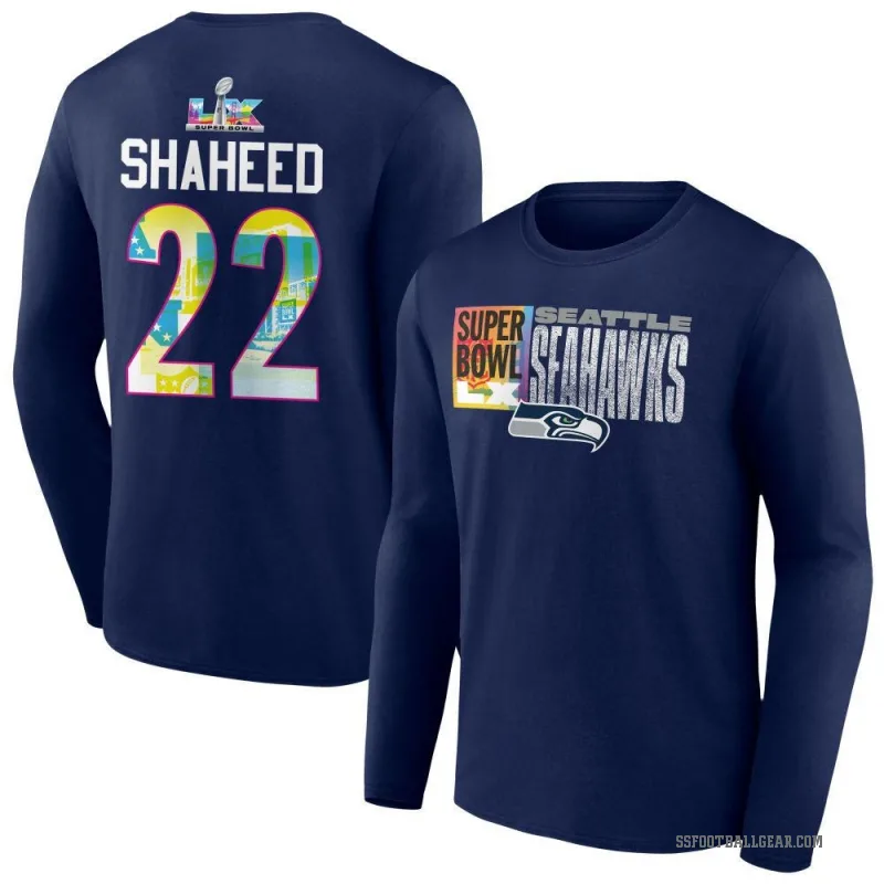 Rashid Shaheed Youth Navy Seattle Seahawks Super Bowl LX Long Sleeve T-Shirt