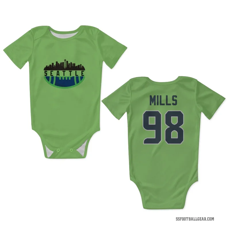 Rylie Mills  Green Seattle Seahawks   Neon  Newborn & Infant Bodysuit